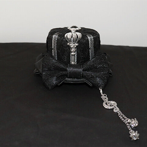 With Charm Crown Chain Black Mini Silver Hat Notes And Musical