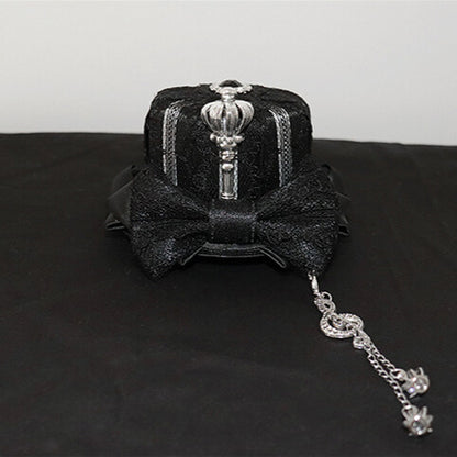 With Charm Crown Chain Black Mini Silver Hat Notes And Musical