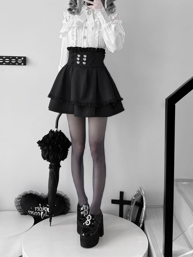 Buttons Pure White Jirai Kei Sweetheart Blouse: