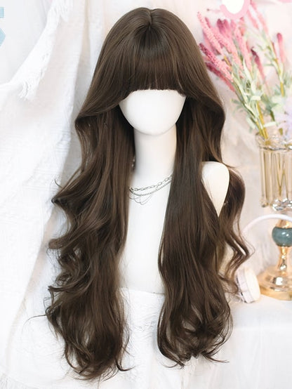 Waist Wig 70CM Air Wavy Bangs With Brown Length