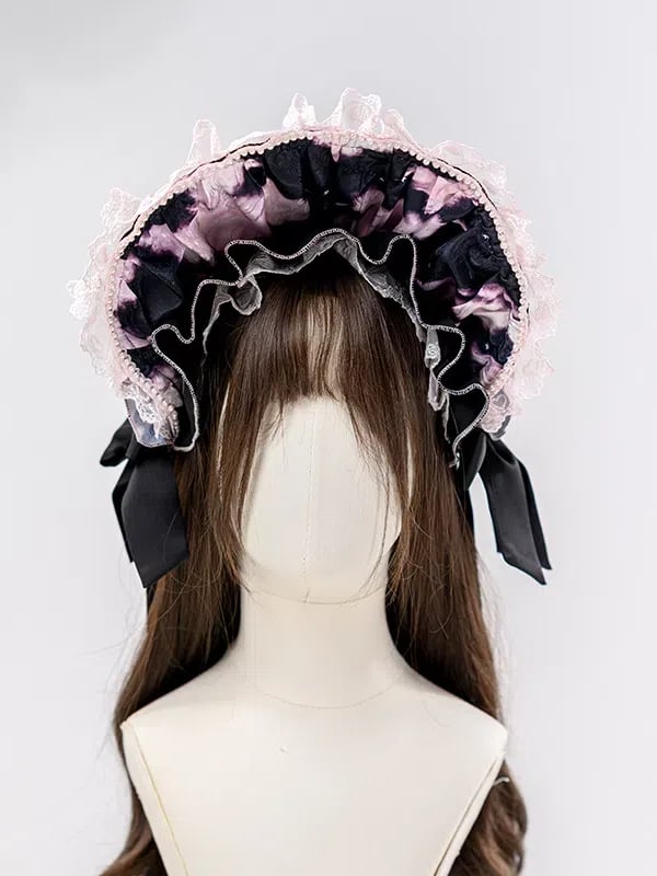 Black and Pink / Pink and Blue Lolita Bonnet