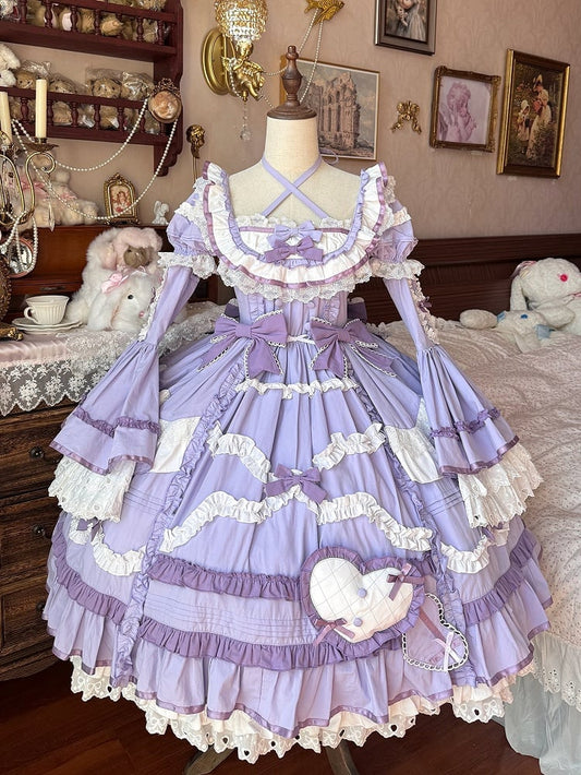 Grandes tailles disponibles - Superbe robe en coton Lolita de princesse à l'ancienne violette