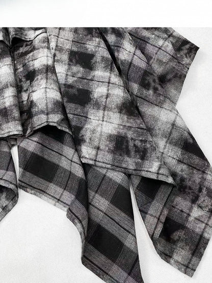 Handkerchief Dark Hem Plaid Skirt Pattern Bittersweet Gray