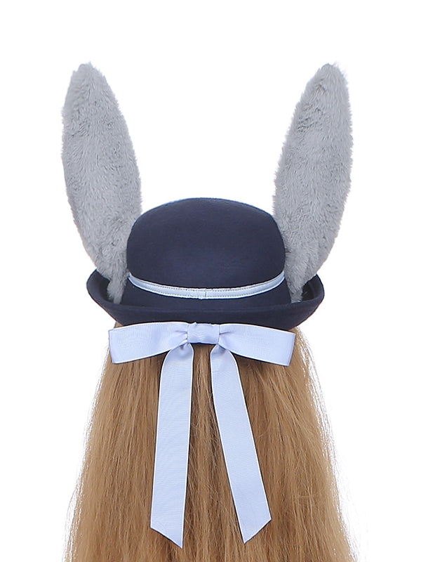 Chapeau bleu marine à motif oreilles de lapin
