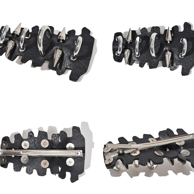 Barrette à cheveux Punk noire en PU