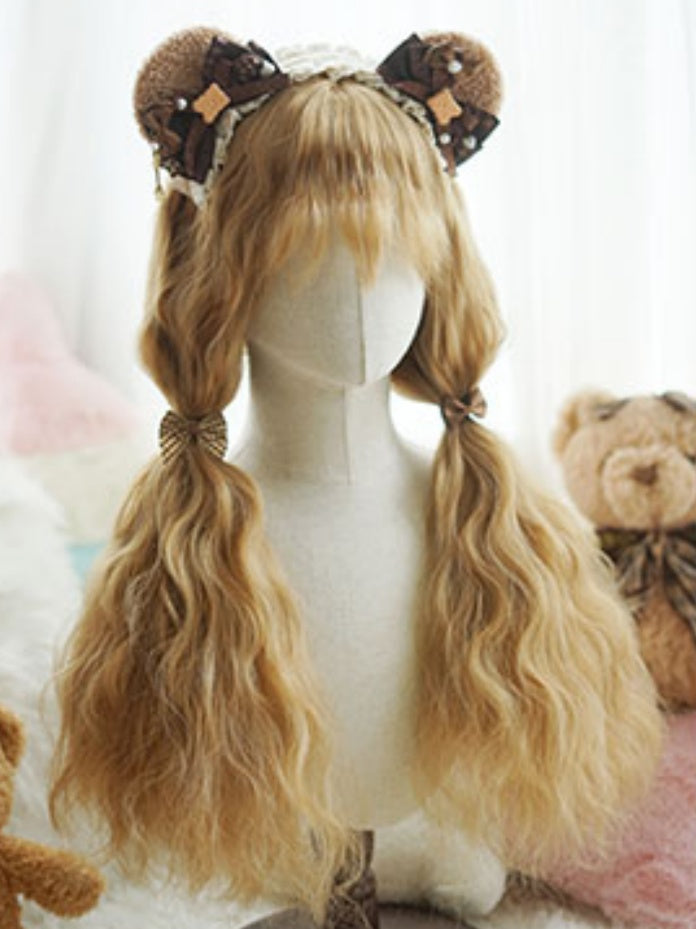 Blonde Long Curly Wig With Bangs