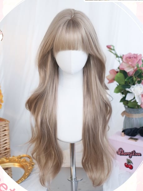 Light 60-65cm Brown Air Long Wavy Bangs With Wig