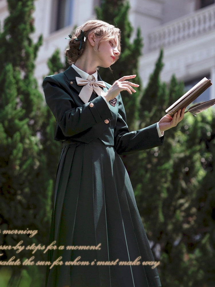 Dark Green JK Uniform Notched Collar Blazer