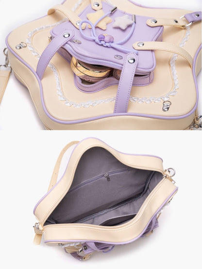 Design Yellow  Purple Star With Charm 2-Way Kawaii Bag