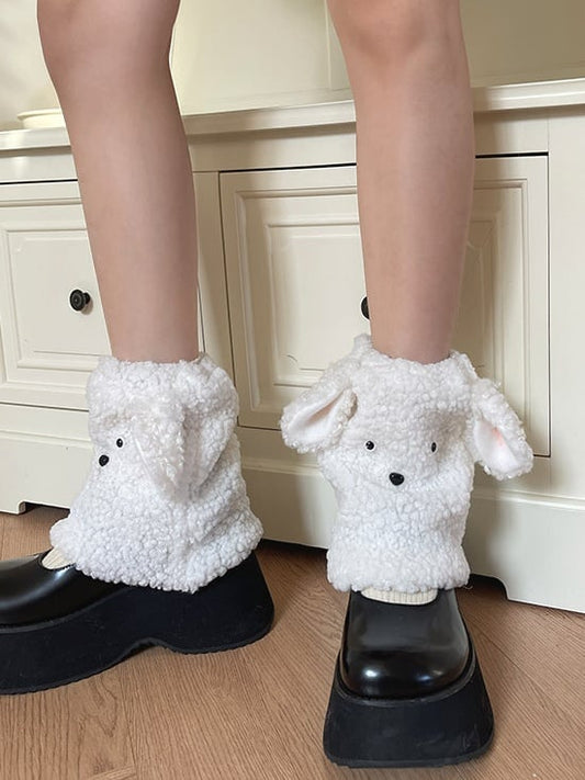 White Y2K Cute  Lamb-shaped Leg Warmers