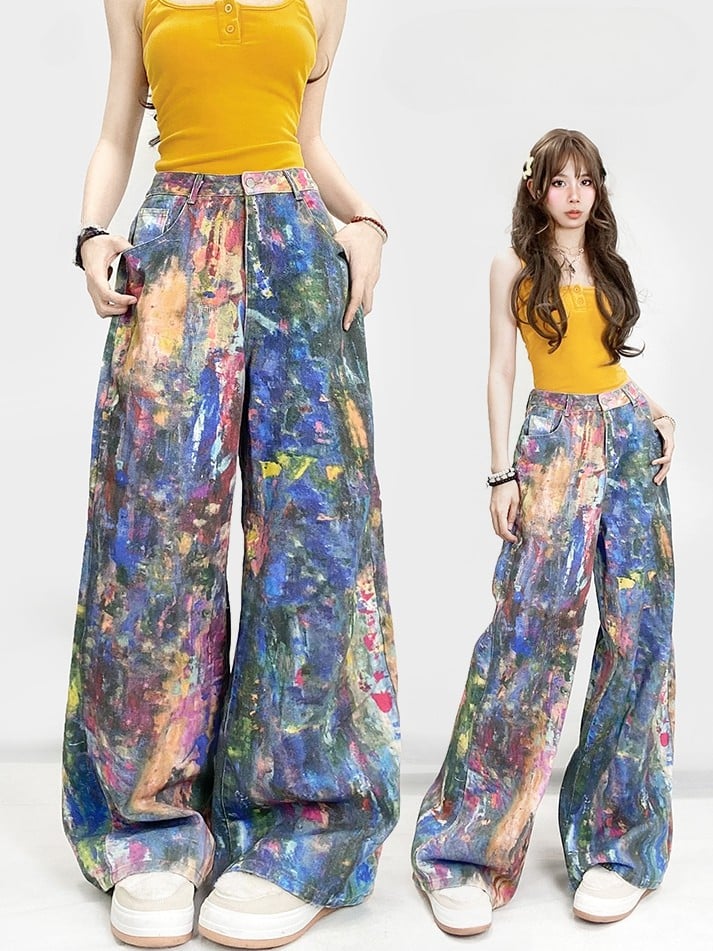 Cut Colorful Glamorous Y2K Jeans Wide-leg