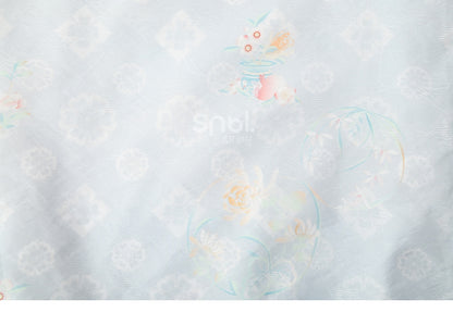 Print Leg Chiffon Gradient Blue Wide Floral Pants