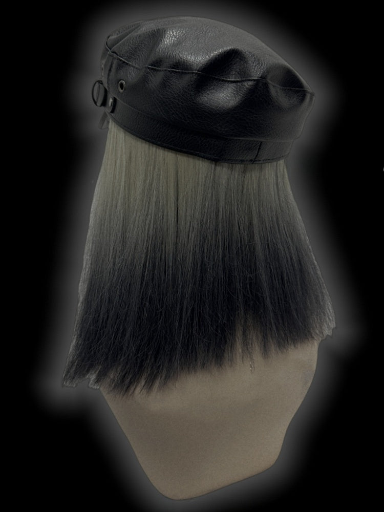 Y2K Black Cross Charm Buckle Strap Studs Adorned Punk Beret