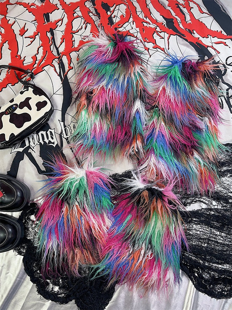 Colorful Faux Fur Shaggy Leg Warmers
