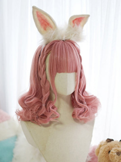 Black/Brown/Pink Above Bust Length  Wig With Full Bangs