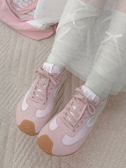 Krawatten Design Sneakers Rosa Schleife Schnürung vorne