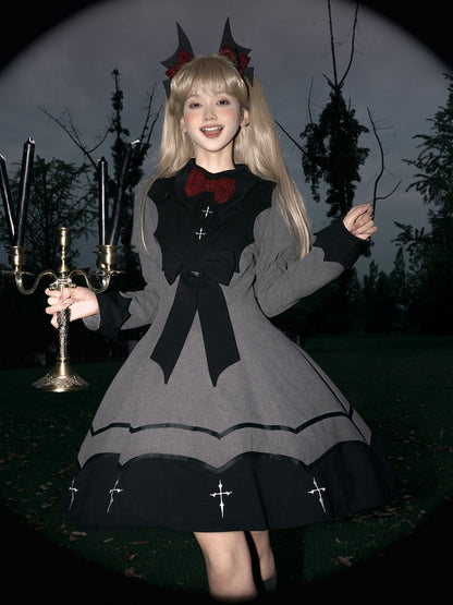Curved Gothic Gray Black and Wing Lolita Bat Bodice Juliette