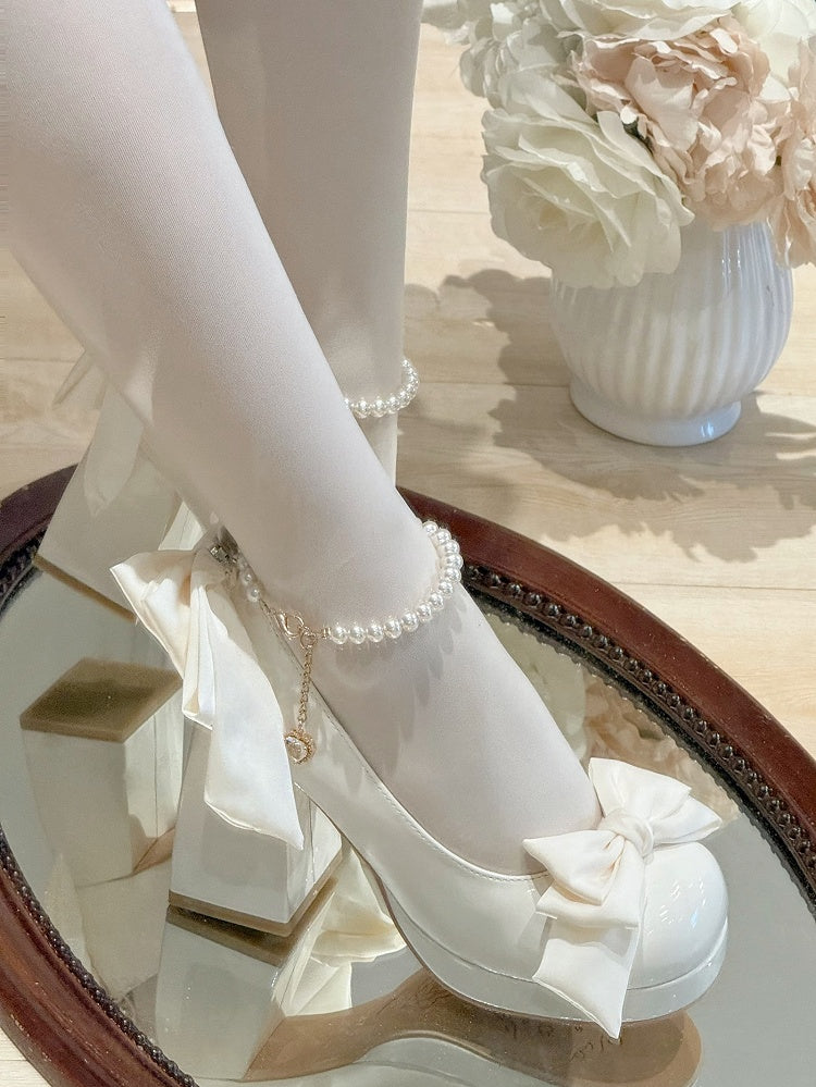 Sweet Toe Mary Bowknot White Janes Plateaudetails Lolita Runde Schuhe