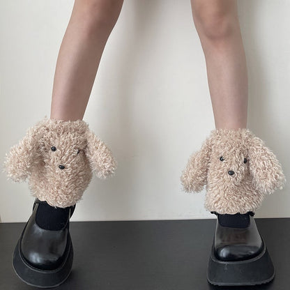 Cute White/Khaki/Grey/Brown Y2K Puppy-shaped Leg Warmers