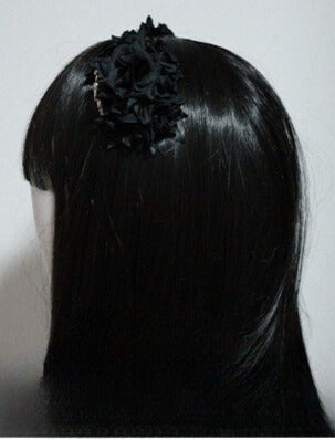 Crown Black/Silver Hairclips Design Ear Decorated Floral Bear