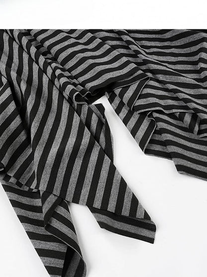 Striped Pattern Y2K Black Handkerchief Hem