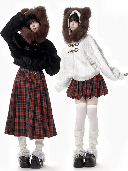 Red Plaid Bubble Skirt