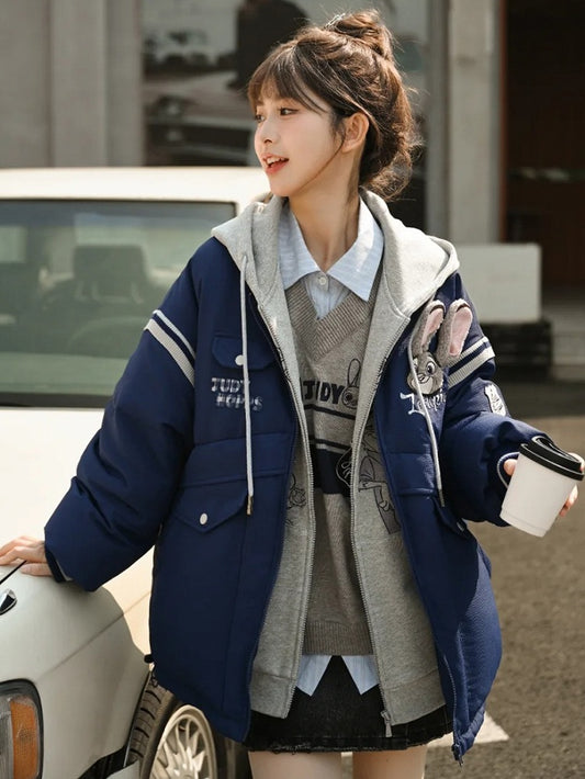 Veste en duvet bleu foncé Zootopia Judy Applique à manches amovibles