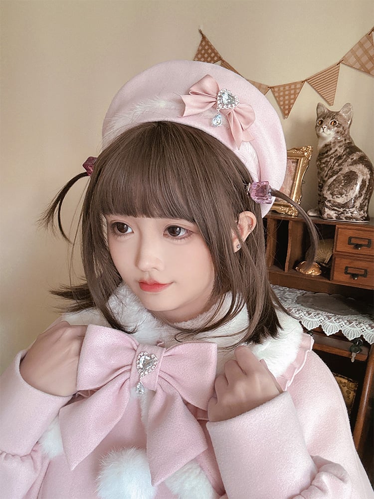 Pink Bowknot Decorated Beret