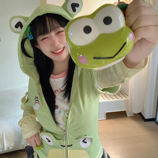 Top Cute Short Frogs Sleeves Green