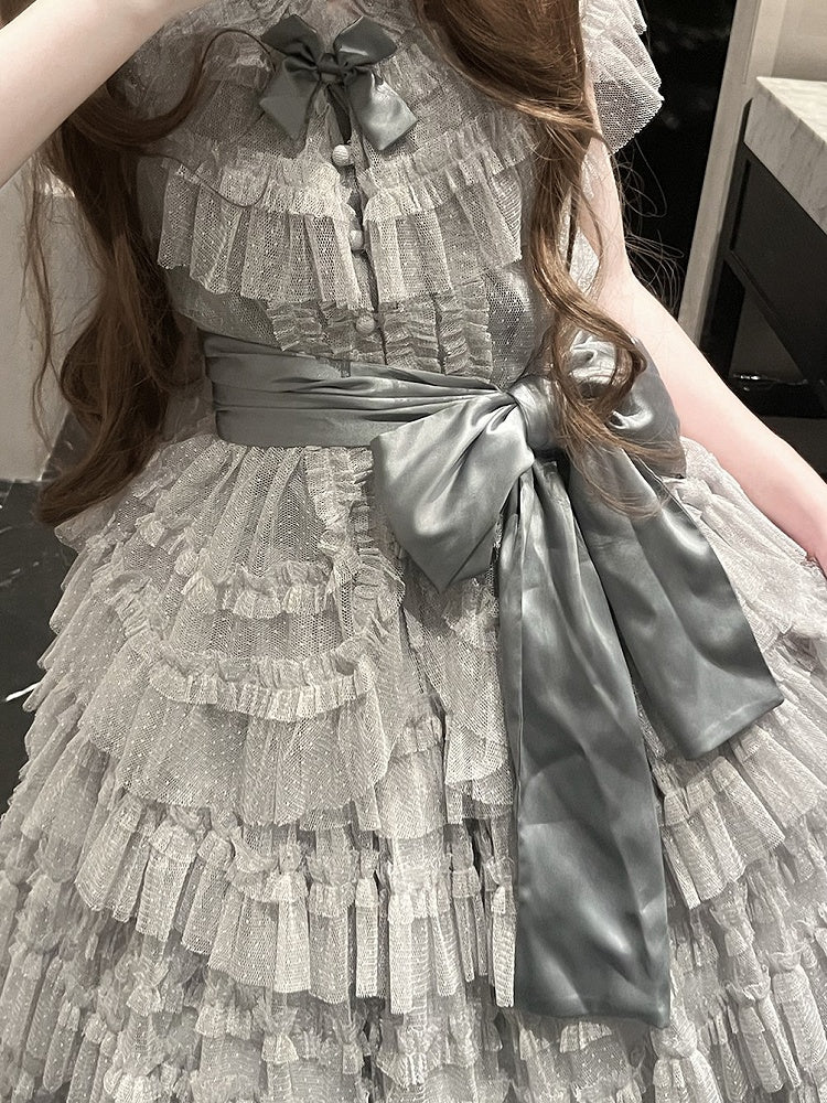 Green Belt Lolita Pink/Yellow/Gray/Dark Waist Satin