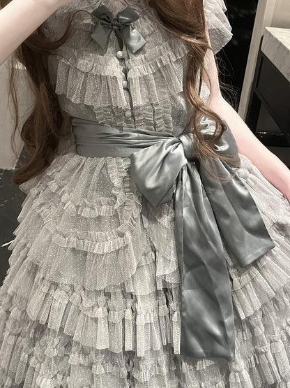 Green Belt Lolita Pink/Yellow/Gray/Dark Waist Satin