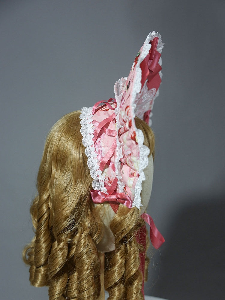Lolita Pink Yellow White Sweet Bonnet /