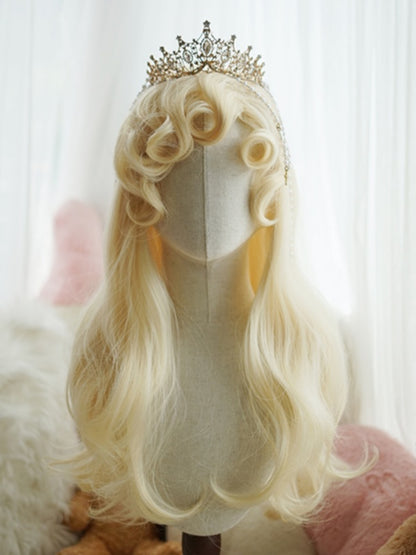 Red/Light Blonde/White/Caramel 60CM Long Wavy Wig With Curly Bangs