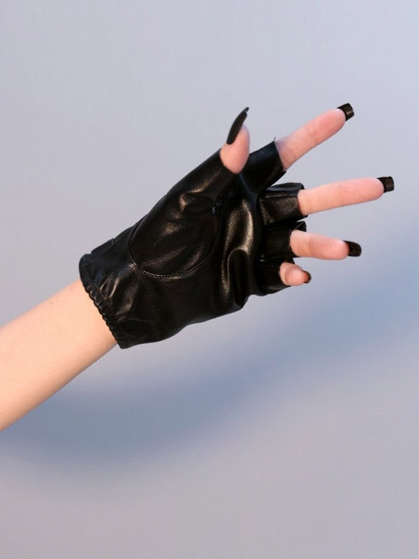 Details Steampunk Studs Black/White Finger Gloves