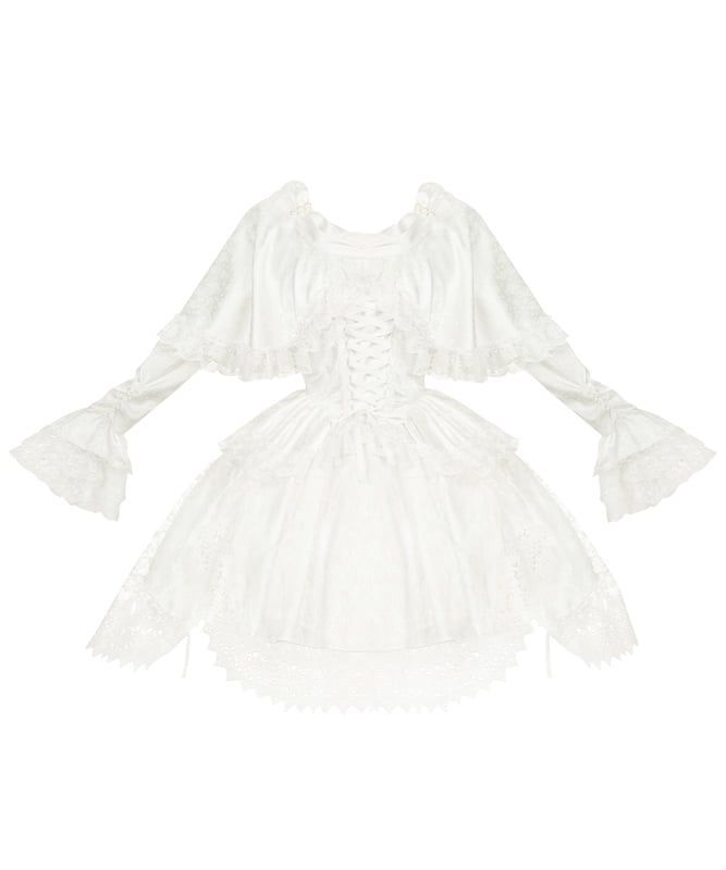 White Cape Design Shiro Dress Rosette Fabric Hanayome Lolita One Piece