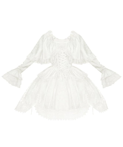 White Cape Design Shiro Dress Rosette Fabric Hanayome Lolita One Piece