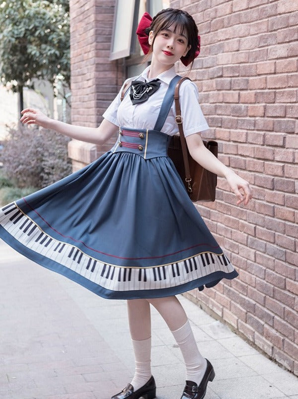 skirt + tie supp piano short Elegant ribbon design pendant + jacket