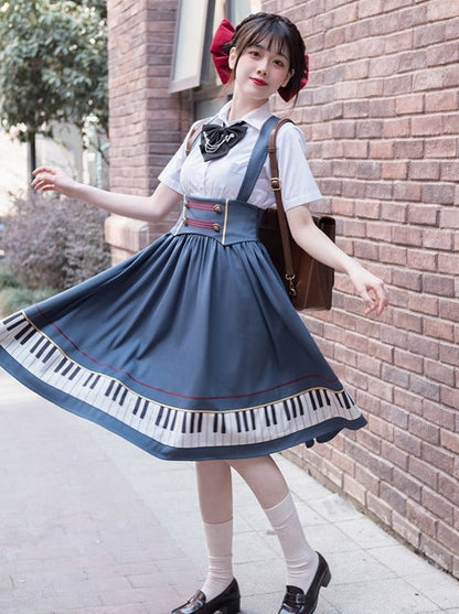 skirt + tie supp piano short Elegant ribbon design pendant + jacket