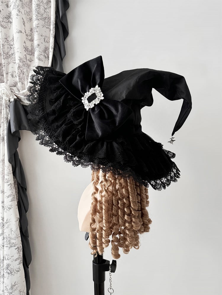 Chapeau de sorcière gothique noir Lolita