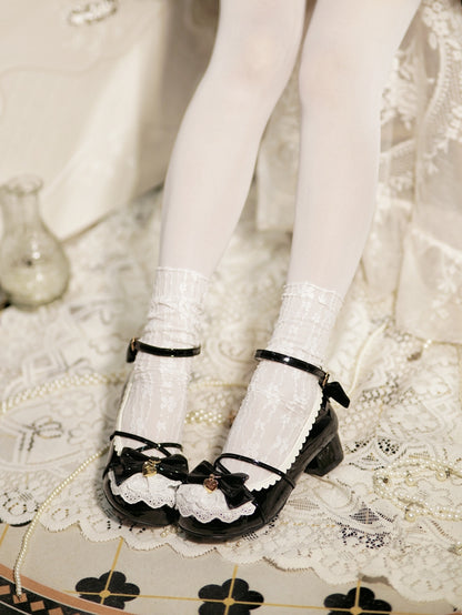 Lolita Charm Spitze Schleife Design Herz Schwarz Top Trim Crisscross bei