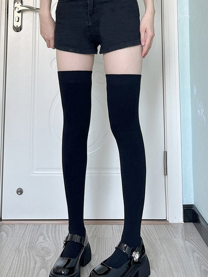 Black Grey Overknee Stockings Thicken Version