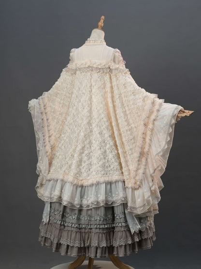 Beige Floral Embroidery Shawl