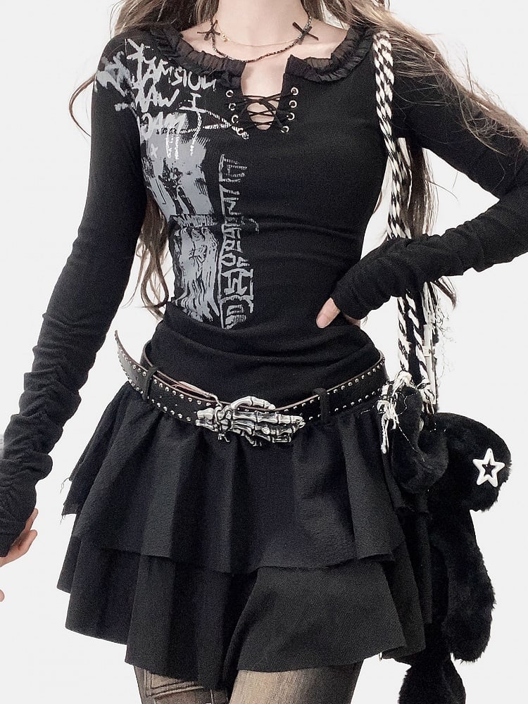 Dress Black Y2K Print Design