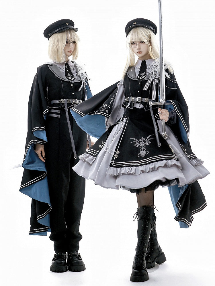Lolita Military Cape Black Cross Embroidered
