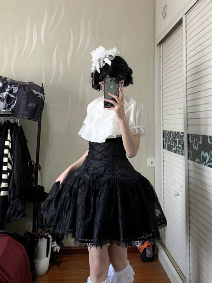 Waist Super High Under Skirt Short Lolita Version Bust Gothic Black
