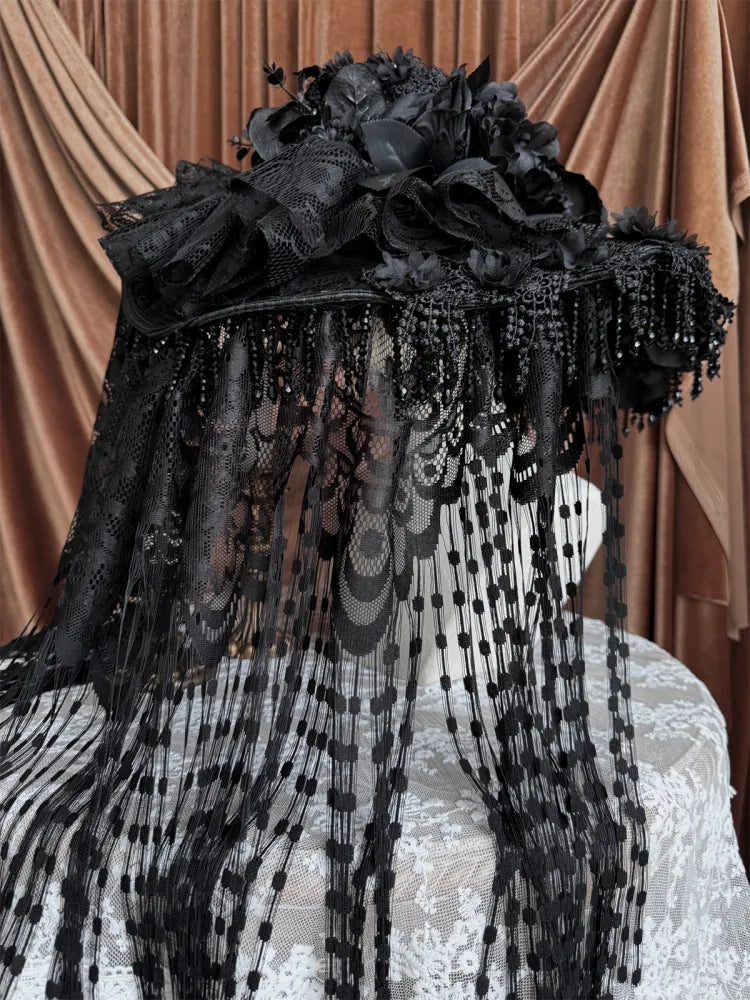 Magnifique chapeau gothique lolita noir foncé