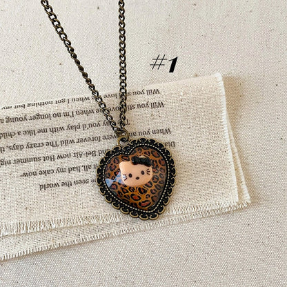 Collier/bague/bracelet/ras-du-cou motif léopard marron