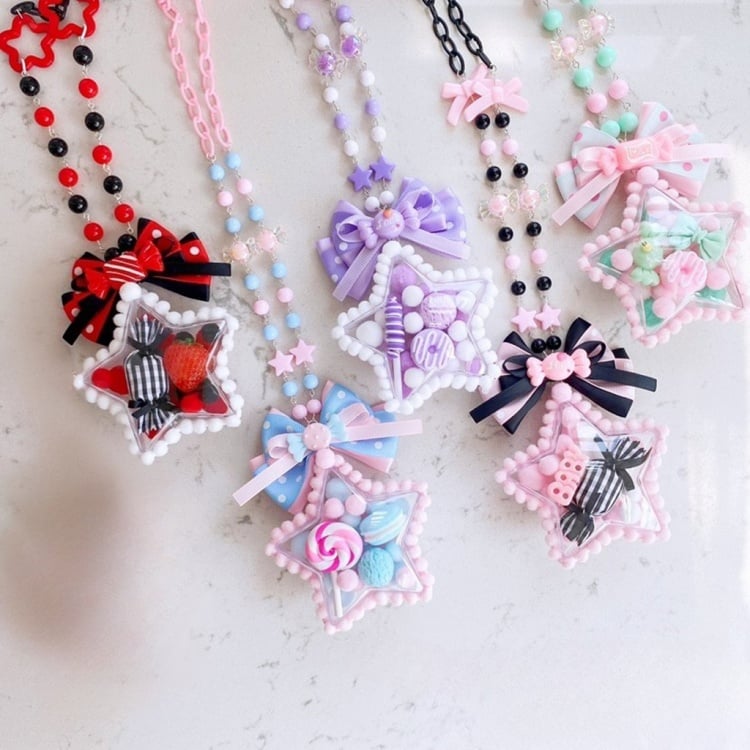 Star Bowknot and Bead Decora Necklace