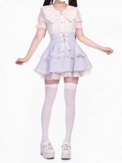 Kei Jirai White Collar with Bowknot Blouse