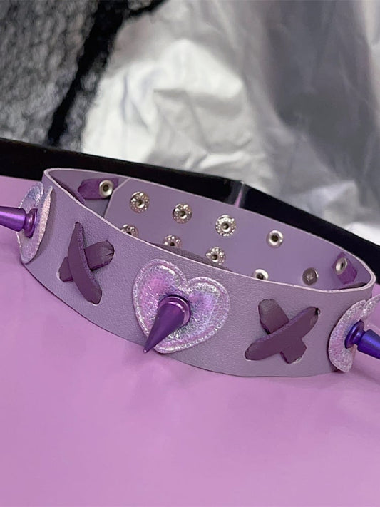 Y2K Purple Stud Details Punk Choker